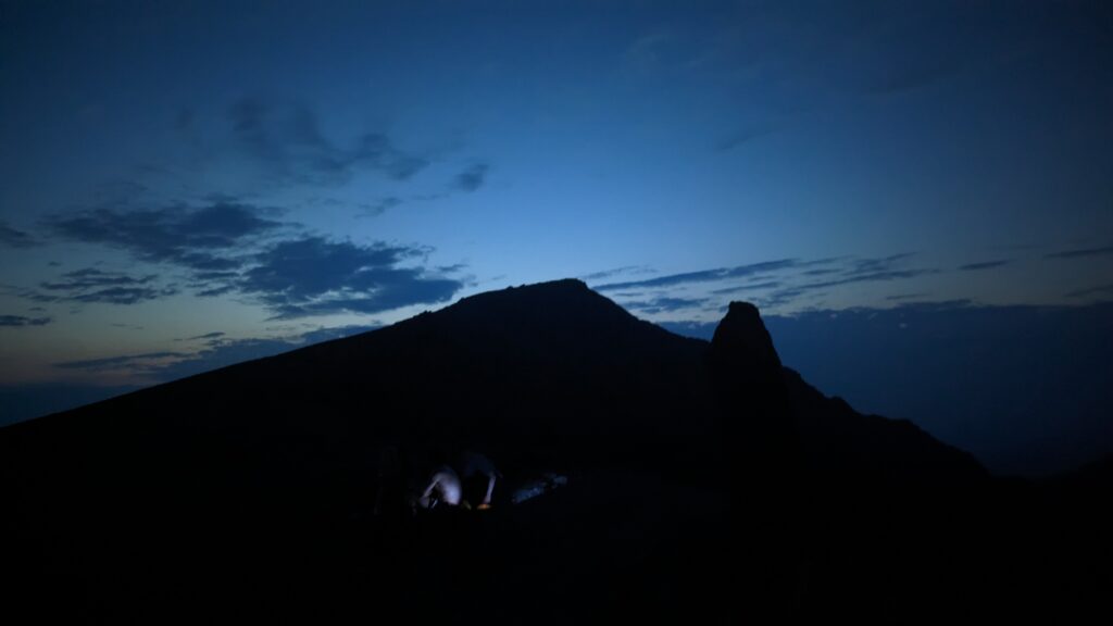 Mountain in the dark. Dusk approaching.